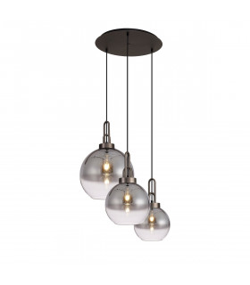 Yorktown 2m Round Ceiling Pendant 3 Light E27 With Various Glasses Antique Silver Smoked Matt Black-1