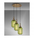 Yorktown 2m Round Ceiling Pendant 3 Light E27 With 20cm Tubular Ribbed Glass Brass Gold Green Matt Black-3