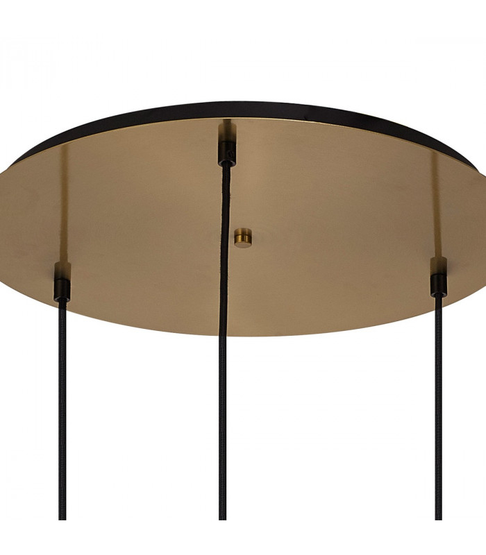 Yorktown 2m Round Ceiling Pendant 3 Light E27 With 20cm Tubular Ribbed Glass Brass Gold Green Matt Black-5