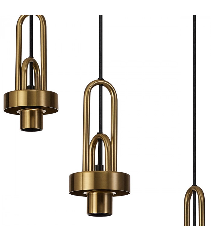Yorktown 2m Round Ceiling Pendant 3 Light E27 With 20cm Tubular Ribbed Glass Brass Gold Green Matt Black-6