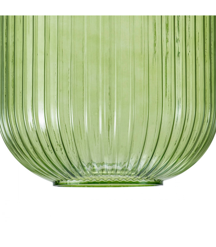 Yorktown 2m Round Ceiling Pendant 3 Light E27 With 20cm Tubular Ribbed Glass Brass Gold Green Matt Black-7