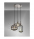 Yorktown 2m Round Ceiling Pendant 3 Light E27 With Various Glasses Polished Nickel Smoked Matt Black-3