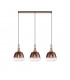 Yorktown Linear Ceiling Pendant 3 Light E27 With 28cm Trapezium Glass Copper Clear Matt Black-1