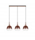 Yorktown Linear Ceiling Pendant 3 Light E27 With 28cm Trapezium Glass Copper Clear Matt Black-4