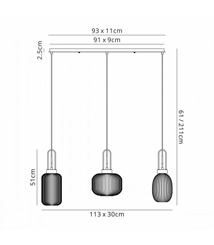 Yorktown Linear Ceiling Pendant 3 Light E27 With Various Glasses Aged Pewter Petrol Blue Matt Black-2