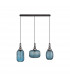 Yorktown Linear Ceiling Pendant 3 Light E27 With Various Glasses Aged Pewter Petrol Blue Matt Black-4