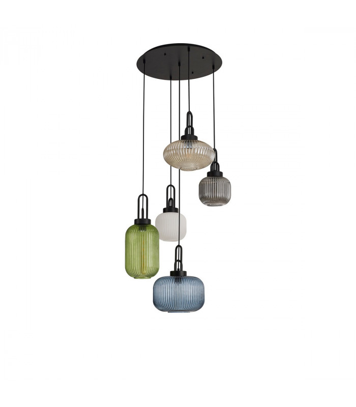 Yorktown Linear Ceiling Pendant 3 Light E27 With Various Glasses Aged Pewter Petrol Blue Matt Black-8