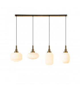 Yorktown Linear Ceiling Pendant 4 Light E27 With Various Glasses Brass Gold Opal Matt Black-1