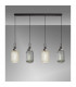 Yorktown Linear Ceiling Pendant 4 Light E27 With 20cm Tubular Ribbed Glass Aged Pewter Champagne Smoked Matt Black-3