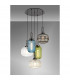Yorktown 2.5m Round Ceiling Pendant 5 Light E27 With Various Glasses Black Chrome-3