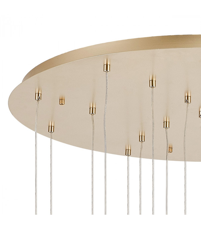 Salisbury 19 Light G9 3.5m Round Multiple Ceiling Pendant With French Gold And Crystal Shade-5