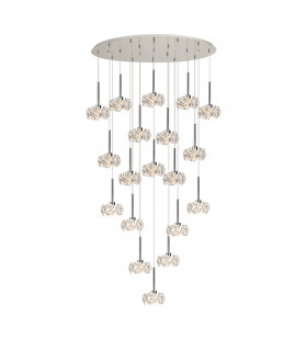 Salisbury 19 Light G9 3.5m Oval Multiple Ceiling Pendant With Polished Chrome And Crystal Shade-1