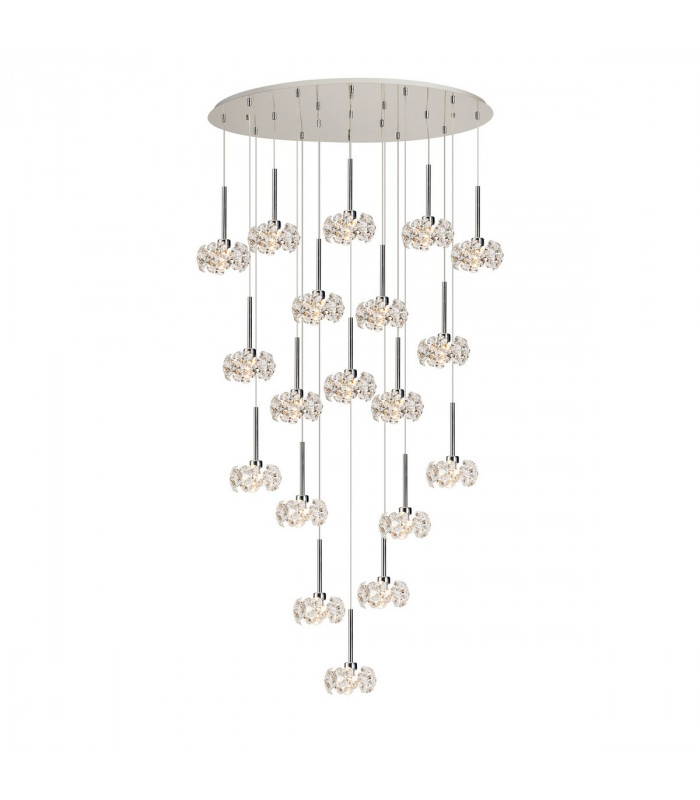 Salisbury 19 Light G9 3.5m Oval Multiple Ceiling Pendant With Polished Chrome And Crystal Shade-1