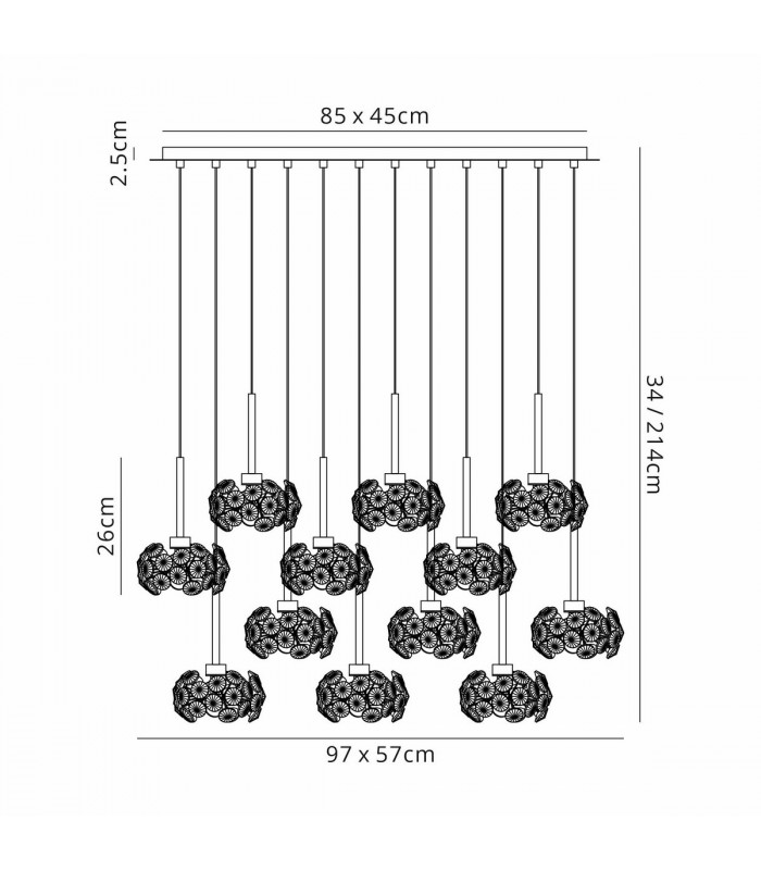 Salisbury 19 Light G9 3.5m Oval Multiple Ceiling Pendant With Polished Chrome And Crystal Shade-2