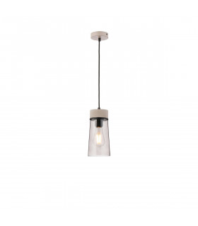 Freedom Ceiling Pendant E27 With Small Cylindrical Smoke Cone Glass Matt Black Concrete Smoke Black Fabric-1