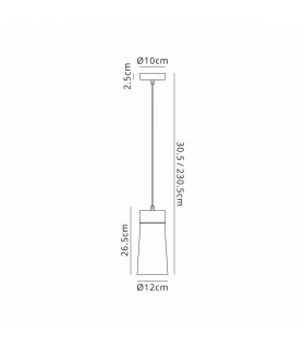 Freedom Ceiling Pendant E27 With Small Cylindrical Smoke Cone Glass Matt Black Concrete Smoke Black Fabric-2