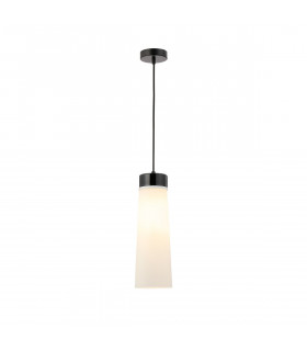 Freedom Ceiling Pendant E27 With Large Opal Cylindrical Cone Glass Black Marble Opal Black Black Fabric-1