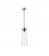 Freedom Ceiling Pendant E27 With Large Clear Cylindrical Cone Glass Satin Nickel Clear Black Fabric-1