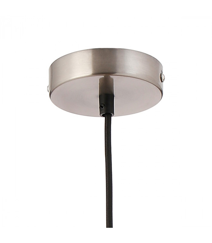 Freedom Ceiling Pendant E27 With Large Clear Cylindrical Cone Glass Satin Nickel Clear Black Fabric-5