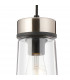 Freedom Ceiling Pendant E27 With Large Clear Cylindrical Cone Glass Satin Nickel Clear Black Fabric-6