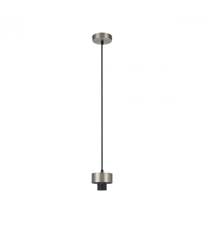 Freedom Ceiling Pendant E27 With Large Clear Cylindrical Cone Glass Satin Nickel Clear Black Fabric-8