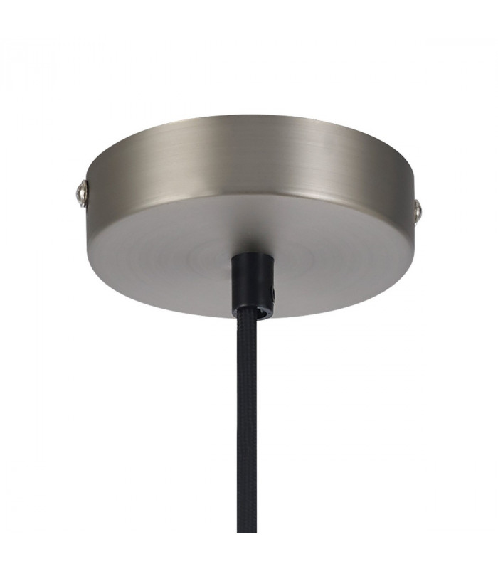 Freedom Ceiling Pendant E27 With Large Clear Cylindrical Cone Glass Satin Nickel Clear Black Fabric-9