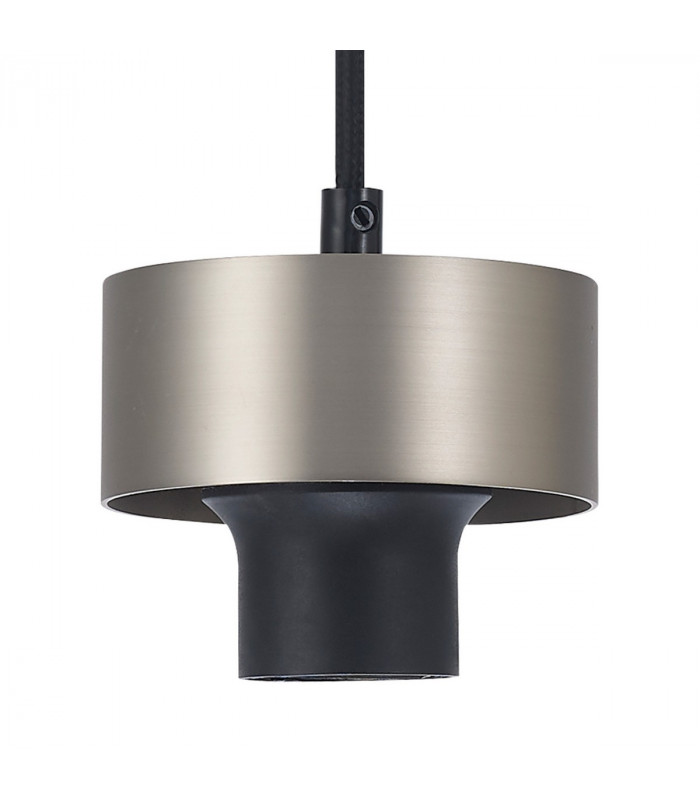 Freedom Ceiling Pendant E27 With Large Clear Cylindrical Cone Glass Satin Nickel Clear Black Fabric-10