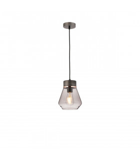Freedom Ceiling Pendant E27 With Kite Smoke Glass Aged Pewter Smoke Black Fabric-1