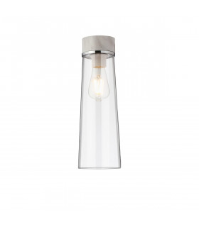 Freedom Ceiling Lamp E27 With Large Clear Cylindrical Cone Glass White Marble Clear-1