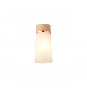 Freedom Ceiling Lamp E27 With Small Opal Cylindrical Cone Glass Teak Opal Matt Black-1