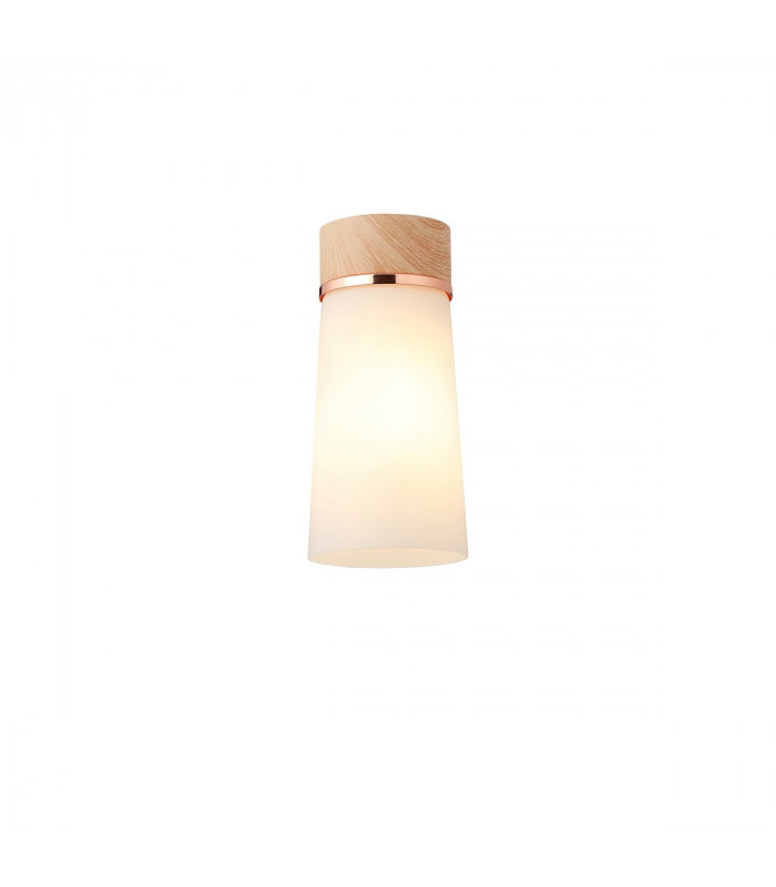 Freedom Ceiling Lamp E27 With Small Opal Cylindrical Cone Glass Teak Opal Matt Black-1