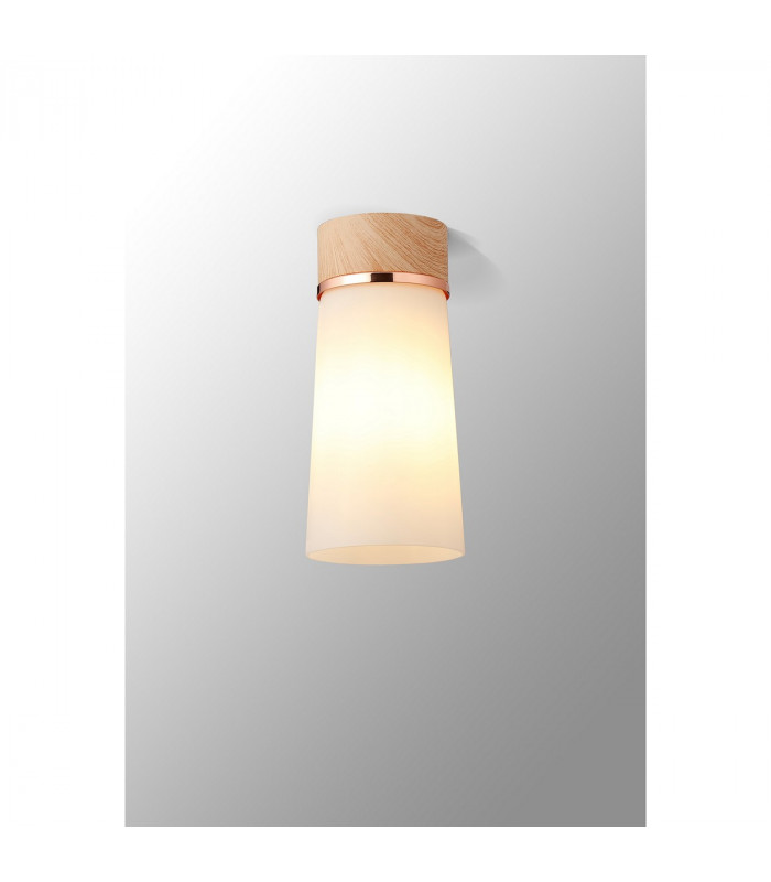 Freedom Ceiling Lamp E27 With Small Opal Cylindrical Cone Glass Teak Opal Matt Black-3