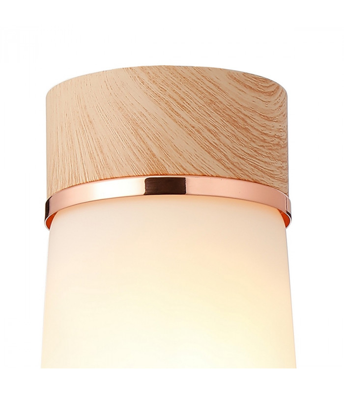 Freedom Ceiling Lamp E27 With Small Opal Cylindrical Cone Glass Teak Opal Matt Black-5