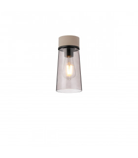 Freedom Ceiling Lamp E27 With Small Cylindrical Cone Smoke Grey Glass Shade Terrazzo Marble Black-1