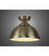 Dresden Flush Ceiling Lamp E27 With Round 31cm Metal Shade Antique Brass Frosted White-3