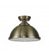 Dresden Flush Ceiling Lamp E27 With Round 31cm Metal Shade Antique Brass Frosted White-7