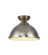 Dresden Flush Ceiling Lamp E27 With Round 31cm Metal Shade Antique Brass Polished Nickel Frosted White-1