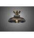 Dresden Flush Ceiling Lamp E27 With Round 30cm Glass Shade Antique Brass Smoked-3