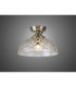 Dresden Flush Ceiling Lamp E27 With Flat Round 30cm Patterned Glass Shade Antique Brass Clear-3