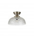 Dresden Flush Ceiling Lamp E27 With Flat Round 30cm Patterned Glass Shade Antique Brass Clear-7