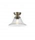 Dresden Flush Ceiling Lamp E27 With Smooth Bell 30cm Glass Shade Antique Brass Clear-1