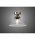 Dresden Flush Ceiling Lamp E27 With Smooth Bell 30cm Glass Shade Antique Brass Clear-3