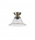Dresden Flush Ceiling Lamp E27 With Smooth Bell 30cm Glass Shade Antique Brass Clear-7