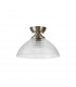 Dresden Flush Ceiling Lamp E27 With Round 33.5cm Prismatic Effect Glass Shade Antique Brass Clear-7