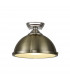 Dresden Flush Ceiling Lamp E27 With Round 31cm Metal Shade Polished Nickel Antique Brass Frosted White-1