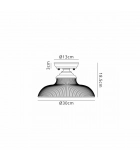 Dresden Flush Ceiling Lamp E27 With Round 30cm Glass Shade Polished Nickel Smoked-2