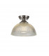 Dresden Flush Ceiling Lamp E27 With Dome 30cm Glass Shade Polished Nickel Clear-1