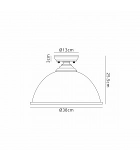 Dresden Flush Ceiling Lamp E27 With Dome 38cm Glass Shade Polished Nickel Clear-2