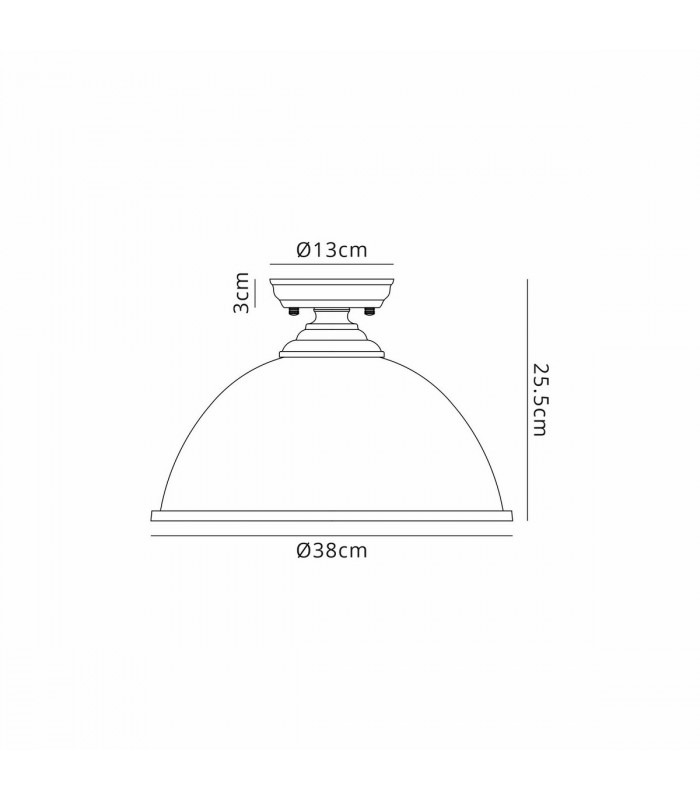 Dresden Flush Ceiling Lamp E27 With Dome 38cm Glass Shade Polished Nickel Clear-2