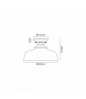 Dresden Flush Ceiling Lamp E27 With Flat Round 30cm Glass Shade Polished Nickel Clear-2